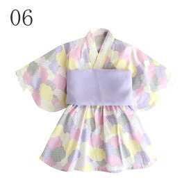 【即納・在庫処分】浴衣 子供 キッズ 女の子 ベビー 着物 甚平 浴衣ドレス 2点セット ワンピース 兵児帯付 帯セット 浴衣セット 子ども こども ゆかた ゆかたドレス 花柄 子供服 お祭り 記念撮影 90 100 110 120 130