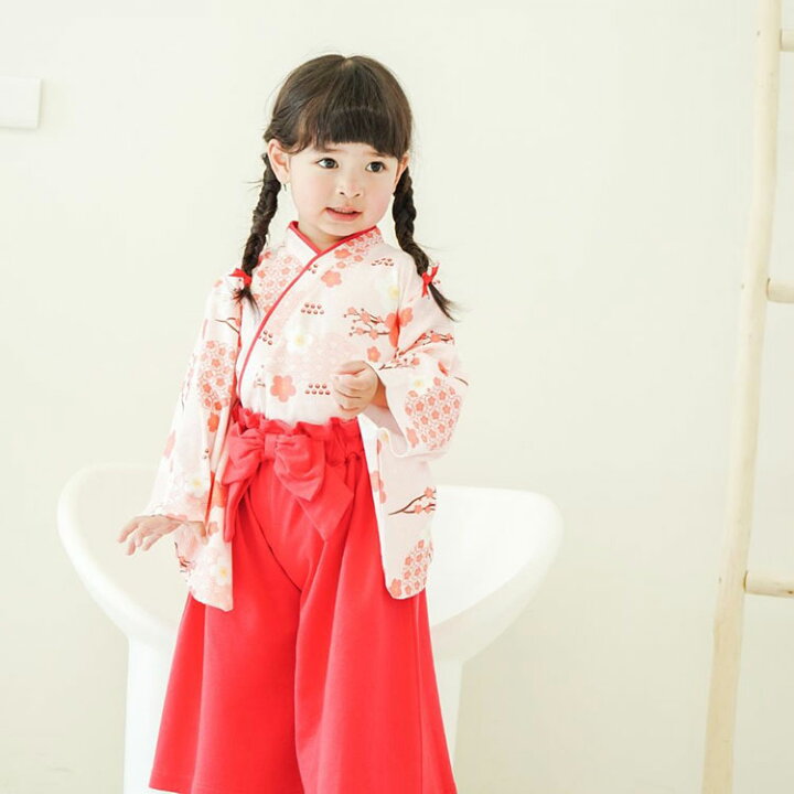 楽天市場】キッズ 袴 セパレート 子供用 袴風 はかま 上下 女の子 2点 