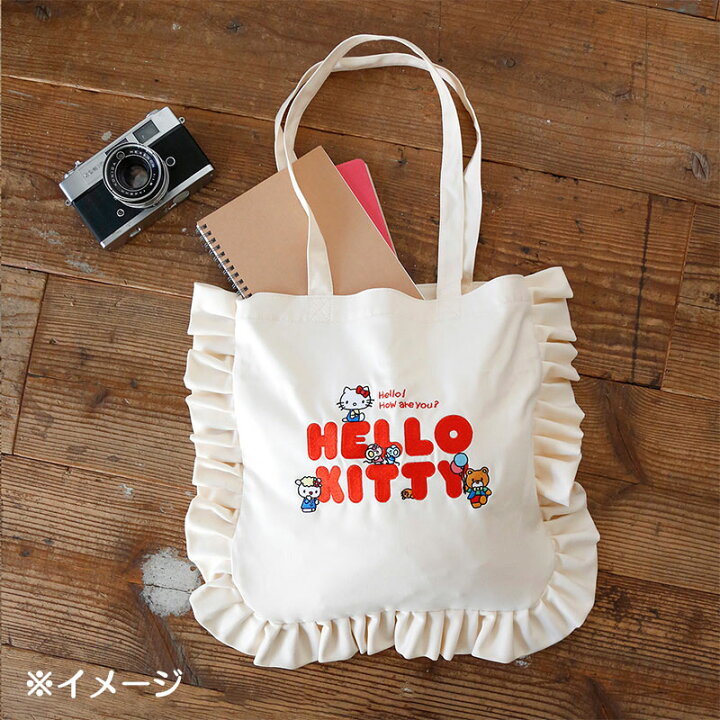 楽天市場】ハローキティ フリルトートバッグ アイボリー : 公式 【新品】ハローキティ展フリルトートバッグ 名古屋