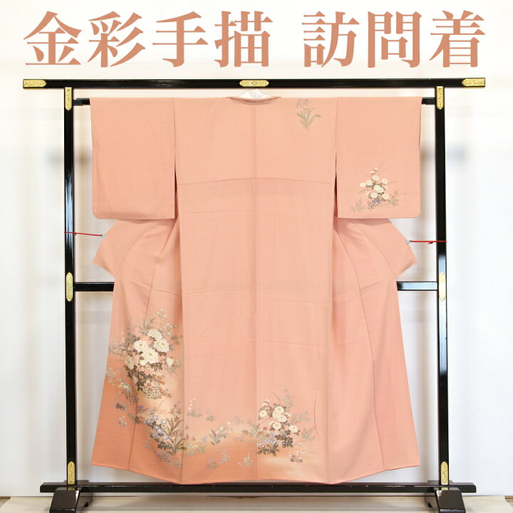 楽天市場】【手描き】 訪問着 【リサイクル】 金彩 金箔 牡丹 四季草花 