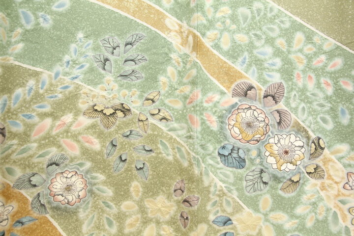 楽天市場】【未使用品】 訪問着 【リサイクル】 銀通し 辻が花模様  