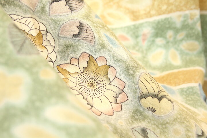 楽天市場】【未使用品】 訪問着 【リサイクル】 銀通し 辻が花模様  