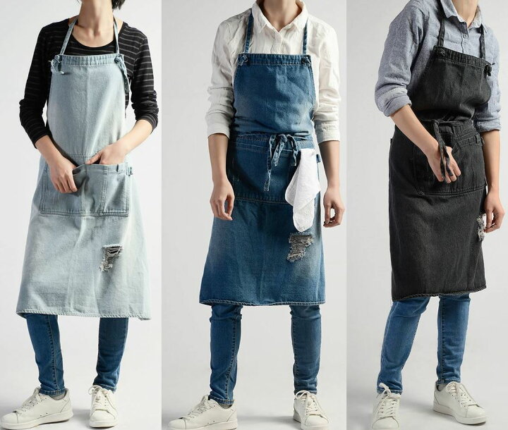 楽天市場 デニムエプロン おしゃれ ダメージ エプロン 首掛けエプロン ワークエプロン メンズ レディース エプロン バラエティーショップ燦燦屋