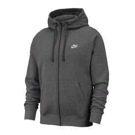 ナイキ パーカー メンズ フーディー ウェア クラブフーディー フルジップ ジッパー フード付き リブ カンガルーポケット スポーツ 通学 ジム ジョギング ランニング トレーニング カジュアル ロゴ 紐 裏起毛 ブラック NIKE BV2645