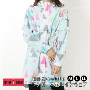 レインコート カッパ ポンチョ レディース ワンピース ゴルフ レインウェア レイトンハウス ストレッチ 裏メッシュ おしゃれ かわいい 半袖 長袖 フード取り外し 合羽 総柄 模様 耐水 透湿
