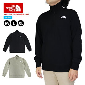 ノースフェイス トレーナー スウェット スエット ハーフジップ ファスナー メンズ ブラック くすみカラー 暖かい あったか アジアサイズ 刺繍ロゴ シンプル ウェア