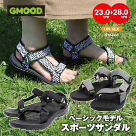 【2点〜最大700円引】ストラップ サンダル シンプル 軽い メンズ レディース ユニセックス スポサン ベルトサンダル スポーツサンダル ペタンコ フラット ジームード 黒 グレー 軽量 男女兼用 普段使い 旅行 便利 プチプラ GMOOD 靴