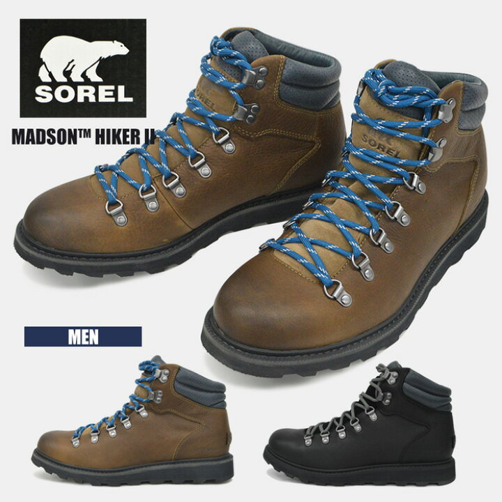 楽天市場 ソレル ブーツ メンズ 防水加工 Sorel Madson Hiker 2 Nm3849 マディソンハイカー レイン 防寒 防滑 スノーブーツ 軽量 レザー 雪 靴 紳士 ウィンターブーツ ｓ ｓｔｙｌｅ