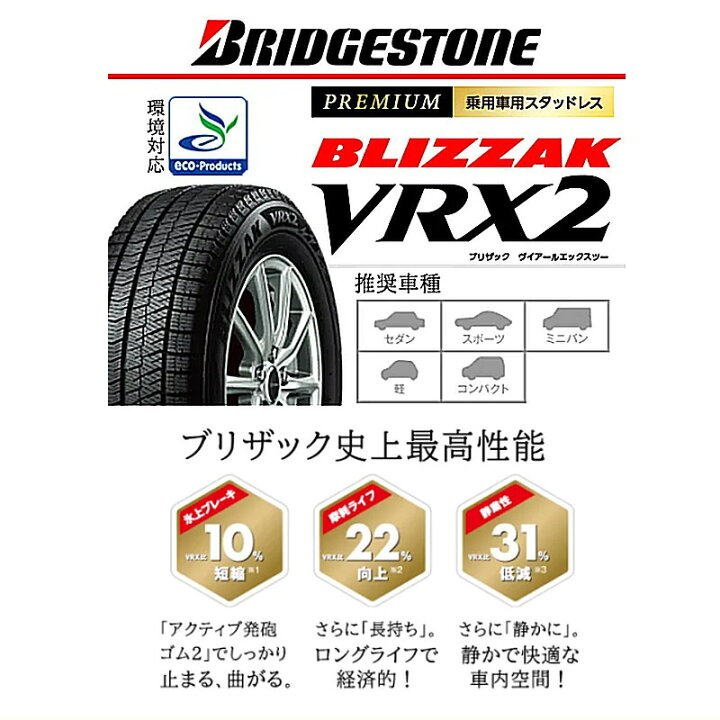 楽天市場】ブリヂストン 225/45R18 91Qブリザック VRX2 スタッドレス 