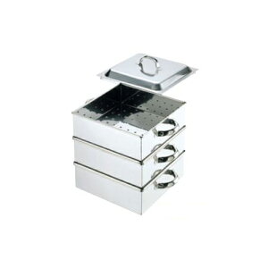 【新品・送料無料・代引不可】調理器具 50cm角蒸し器(2段)0465200 500×500×中段深さ100(mm)