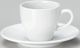 【白磁】コーヒー碗皿セット　アルミナ磁器　磁器　食器　41100001・41101001　碗φ79*H69 190cc　皿φ157*H20mm 7-24-22-23