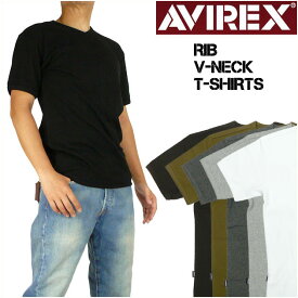 AVIREX アビレックス リブ 半袖Tシャツ VネックネックTシャツ デイリーウエア メンズ 6143501 783-4934008
