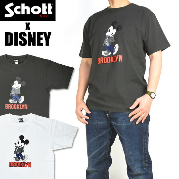 楽天市場 セール Schott X Disney ショット X ディズニー 半袖tシャツ Brooklyn ミッキーマウス Tシャツ メンズ Jeans Sanshin
