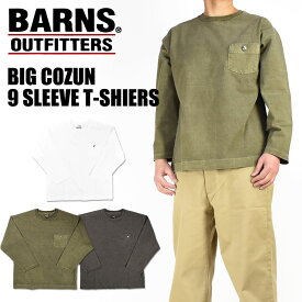 BARNS バーンズ コンチョ ポケットTシャツ COZUN BARNS x BUTTON WORKS ピグメント 9分袖Tシャツ メンズ 日本製 BR-22122BW