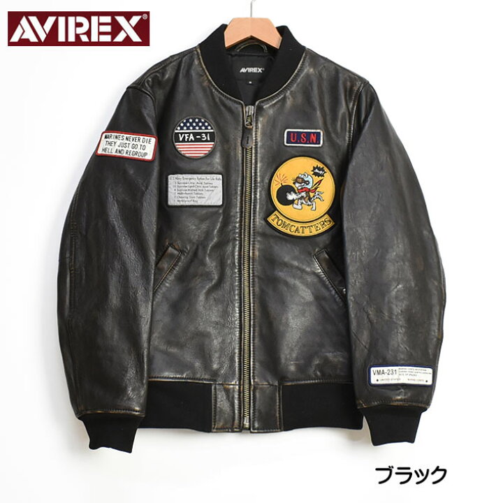 楽天市場】AVIREX アビレックス エイジド レザー ブルゾン トムキャッ 