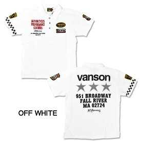 VANSON バンソン 半袖ポロシャツ TRIPLE STARS トリプルスター 刺繍 プリント ワッペン メンズ NVPS-2202