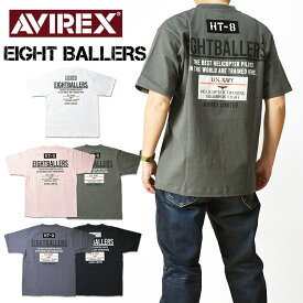 AVIREX アビレックス 半袖Tシャツ EIGHT BALLERS STENCIL PATCH ミリタリー Tシャツ メンズ 783-4134024