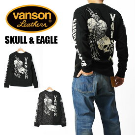 VANSON バンソン 長袖Tシャツ SKULL ＆ EAGLE スカル イーグル 刺繍 Tシャツ メンズ NVLT-2313