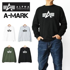 ALPHA アルファ 長袖 ミリタリーTシャツ A-MARK ALPHA INDUSTRIES メンズ ロングスリーブ プリントT TC1590-00xx