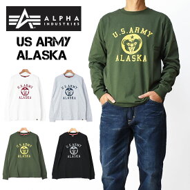 ALPHA アルファ 長袖 ミリタリーTシャツ US ARMY ALASKA ALPHA INDUSTRIES メンズ ロングスリーブ プリントT TC1590-09xx