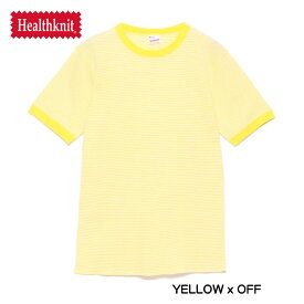 Healthknit ヘルスニット ワッフル 半袖 クルーネックTシャツ 無地 ボーダー メンズ レディース ユニセックス 602S