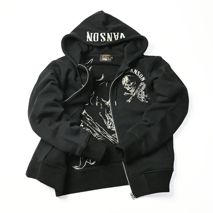 楽天市場】VANSON バンソン フルジップ パーカー SKULL スカル 刺繍 