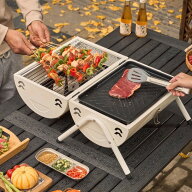 アウトドア用品 家庭用バーベキューコンロ 焼き・炒め兼用 囲炉裏スタイル 持ち運び便利 アウトドアキャ…