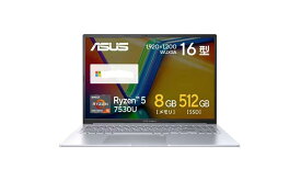 ノートパソコン 新品 ASUS Vivobook X シリーズ M3604YA-MB104WS 16インチ Ryzen 5 7530U SSD容量512GB メモリ8GB Office クールシルバー