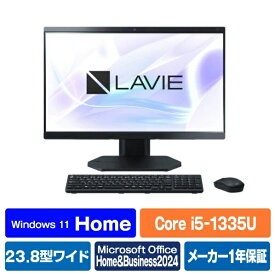 デスクトップパソコン 新品 NEC LAVIE A23 A2355/JAB PC-A2355JAB 23.8インチ Core i5 1335U メモリ容量16GB SSD512GB Office 2024搭載 Windows 11 顔認証 DVDスーパーマルチドライブ ファインブラック
