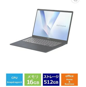 �m�[�g�p�\�R�� �V�i ASUS Vivobook 14 X1407QA-PU165BWS 14�C���` Snapdragon X ������16GB SSD512GB Office 2024���� Windows 11 ��F�� Web�J���� ���{��L�[�{�[�h