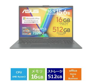 �m�[�g�p�\�R�� �V�i ASUS Vivobook Go 15 E1504FA-R3165BWS 15.6�C���` Ryzen 3 7320U SSD512GB �������e��16GB Office 2024���� Windows 11 Web�J���� ���{��ŃL�[�{�[�h