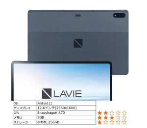 新品 アンドロイドタブレット NEC LAVIE T12 PC-T1295DAS 12.6型 Snapdragon 870 メモリ8GB ストレージ約256GB Wi-Fiモデル 指紋認証 顔認証 Android 11 Bluetooth5.2