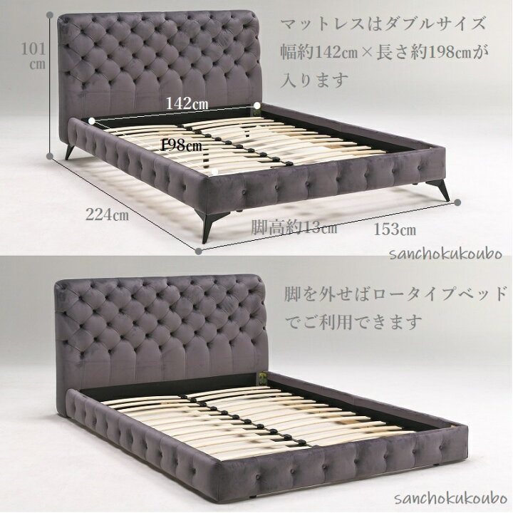 楽天市場】Dサイズ UNCLE ベッド フレーム ロータイプ チェスター  