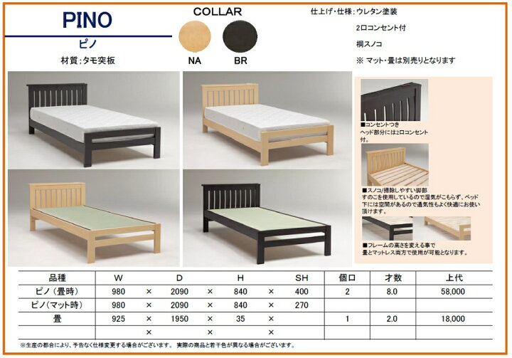 楽天市場】桧野用 畳単品 シングルサイズ ベッド PINO 用 オプション 