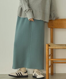 【Sans Souci 34+】ダンボールニットナロースカート レディース フリーサイズ ロングスカート ロング丈 ウエストゴム 無地 春 夏 秋 冬 オールシーズン シンプル カジュアル きれいめ