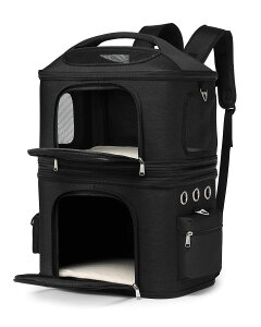 猫 2匹 リュック 分離可 キャリー 2層 ペット キャリーバッグ 小型犬 ソフトクレート 折りたたみ可 マット付き 2way 通院用 ペットキャリー リュック 猫 猫用 犬 ペットキャリーケース 折り畳