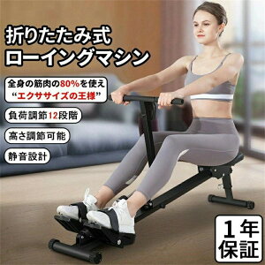 ローイングマシーン ボート漕ぎ運動マシーン 12段階負荷調節 筋トレ 有酸素運動 健康器具 トレーニング 組立簡単 静音 運動マシン ダイエット エクササイズ フィットネス リハビリ 健康器具