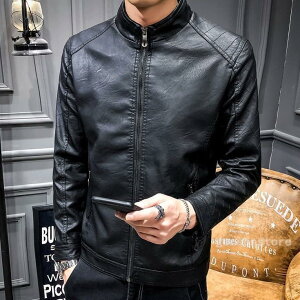 レザージャケット ライダースジャケット メンズ シングル 秋新作 革ジャン シンプル 立ち襟 ブルゾン 冬アウター 防寒 カジュアル PUレザー バイクウェア