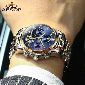 腕時計 クロノグラフ メンズ 防水 Aesop腕時計 ウェーブセプター 機械式 うでどけい ブランド チタン合金 円形 アナログ式