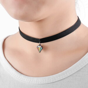 チョーカー アクセサリー レディース 首飾り ネックレス 宝石型 ジュエリーモチーフ 黒 ブラック シンプル おしゃれ かわいい ギフト 女性用 プレ