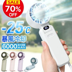 【楽天連続1位＊暴風冷却】ハンディファン 冷却プレート ハンディ扇風機 強力 携帯扇風機 ハンディ扇風機 手持ち扇風機 ハンディーファン強力 冷却ハンディファン 6000mAh 16H連続使用 残量表示 軽量 Type-C充電式 カラビナ ストラップ 5段階風量 小型扇風機 熱中症対策