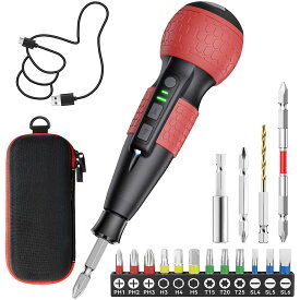 【楽天1位＊2025新登場・高トルク・軸ブレなし】電動ドライバー 小型 電動6N.m 手動15N.m 強力 16点ビット付き 収納ケース付き USB-C充電式 高輝度LEDライト 軽量 DIY 操作簡単 女性/初心者対応 ブラック Yacooda