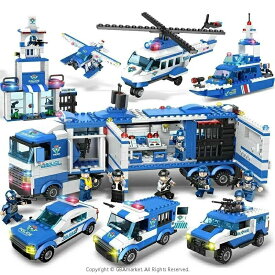 お 積み木 ブロックおもちゃ シティポリス ビルディングブロック レ ヘリコプター ブロック 8in1 警察おもちゃ セット 車