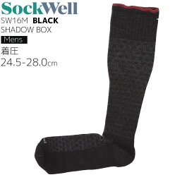 【どれでも2点で送料無料※着圧靴下】着圧 靴下 サポーター むくみ SockWell 着圧ソックス M-L メンズ 24.5-28.0cm SW16M シャドーボックス 900 Black ブラック 黒 中圧力 15-20mmHg 段階的着圧 ウルトラライトクッションソール ロング丈 ソックウェル 靴下 845028029912