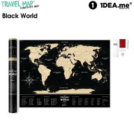 1DEA.me Travel Map Black World 世界地図 ポスター スクラッチ インテリア 国 マップ アイデアドットミ…