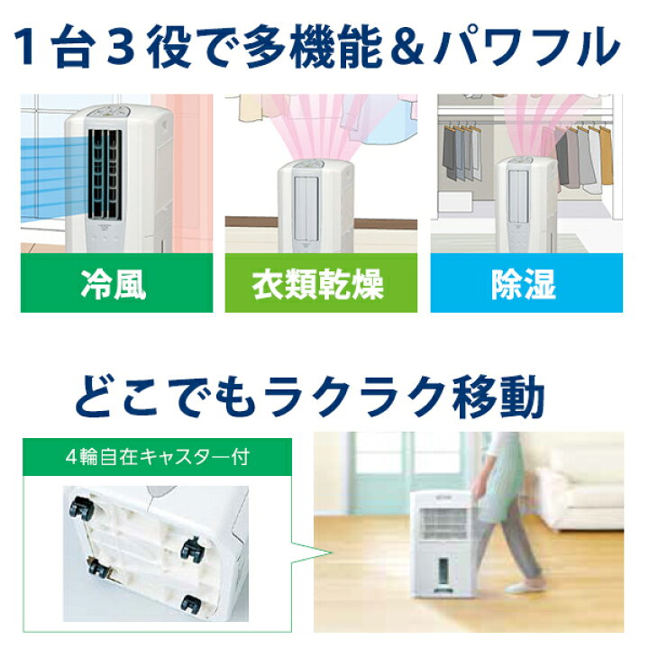 楽天市場】冷風・衣類乾燥 除湿機 クールホワイト (布製排熱ダクト同梱 