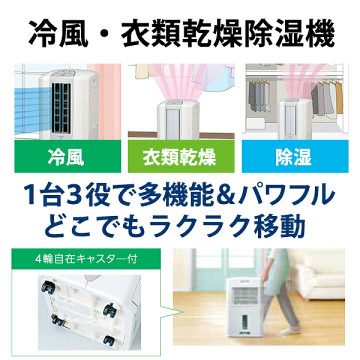 楽天市場】冷風・衣類乾燥 除湿機 クールホワイト (布製排熱ダクト同梱 