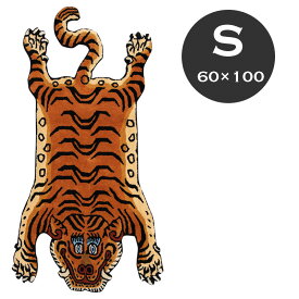 チベタンタイガーラグ DTTR-01 イエロー 青目 Sサイズ スモール 手織り W60xD100xT1.8cm デザイン 玄関 マット インテリア タイガー トラ 寅 虎 アニマル インド製 331601S DETAIL ディテール 模様替え 手軽にお部屋のイメージチェンジ 模様替え 一人暮らし ひとり暮らし