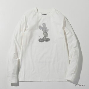 �y�cwhite XL 1�_�z1PIU1UGUALE3 RELAX�y MICKEY / �~�b�L�[ �z GRADIENT RHINESTONE LONG SLEEVE T-SHIRT