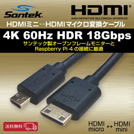 マイクロHDMI⇔ミニHDMIケーブル 30cm ブラック [Santek] 【送料無料】